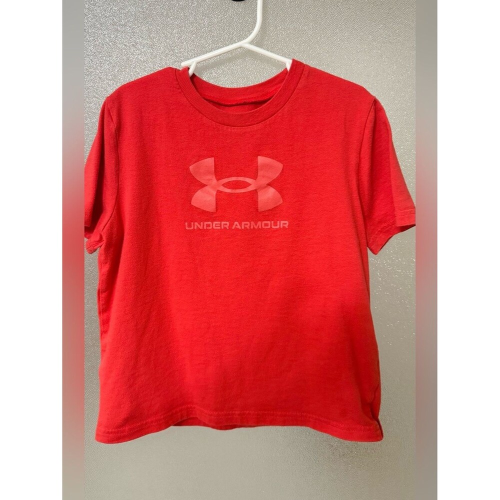 Under Armour Red Short Sleeve Logo Tee for Kids YXS